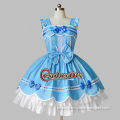 Hot sale custom made fashion blue lace girl party dressess